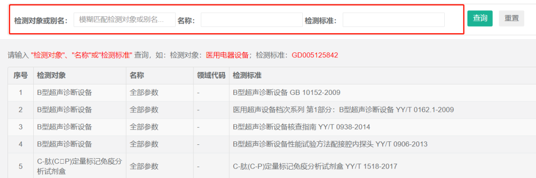 湖北省器械院官网承检目录查询方式和检测能力判断